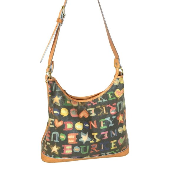 Dooney & Bourke Multicolor HoBo Shoulder Bag Coated Canvas Logo Zip Top - Picture 2 of 14
